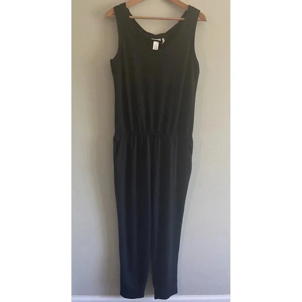 LOGO Lori Goldstein Jumpsuit Joggers Black Sleeveless Medium M